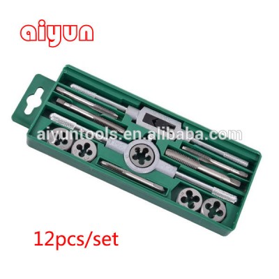 12PCS Adjustable Metric Tap Die Holder Thread Gauge Wrench Tools With Plastic Case T-handle Tap Holder For Threading Repair