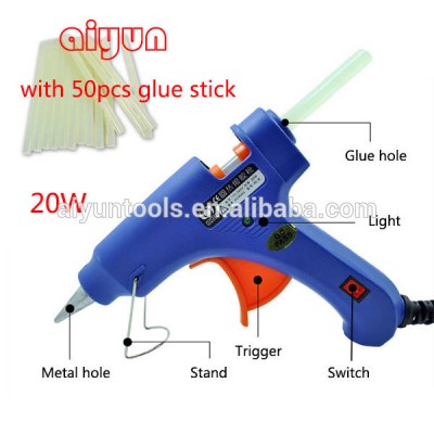 20W glue gun + 25pcs 200mm glue stick Crafts Repair Tool Mini Electric Heating Hot Melt Glue Gun